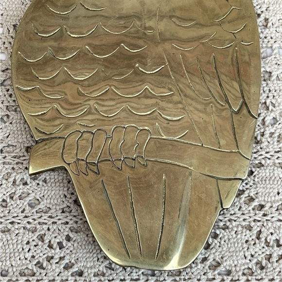 Vintage Solid Brass Owl Footed Trivet Hot Plate Retro Decor - Picture 3 of 9